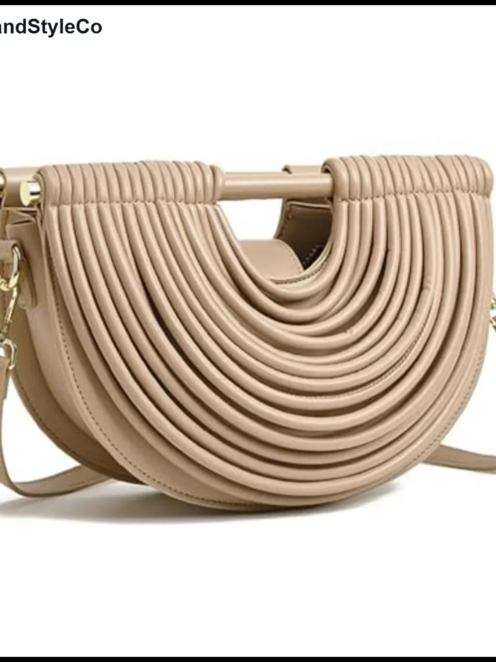 Woven Faux Leather Hobo Bag Semicircle Tote Crossbody Shoulder Handbag